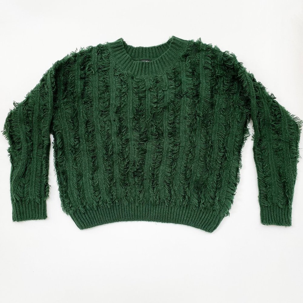 Forest green fluffy super soft Fashion Nova sweater top size S